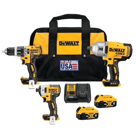 3 tool combo kit hammer drill impact driver and wrench kit.