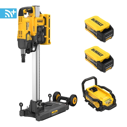 Connected core drill stand kit on white background