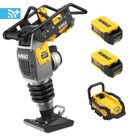 Connected rammer on white background