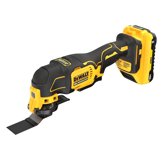 oscillating tool with blades attached left side way angle