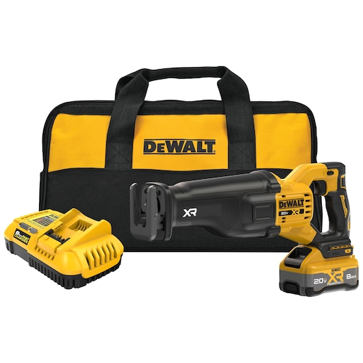 DCS384B reciprocating saw with XR POWERPACK  battery kit shot
