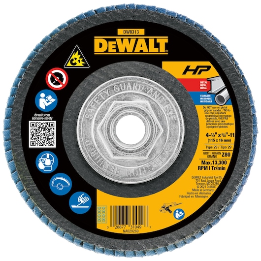 Profile view of 4 and a half inch HP Flap Disc Type 29