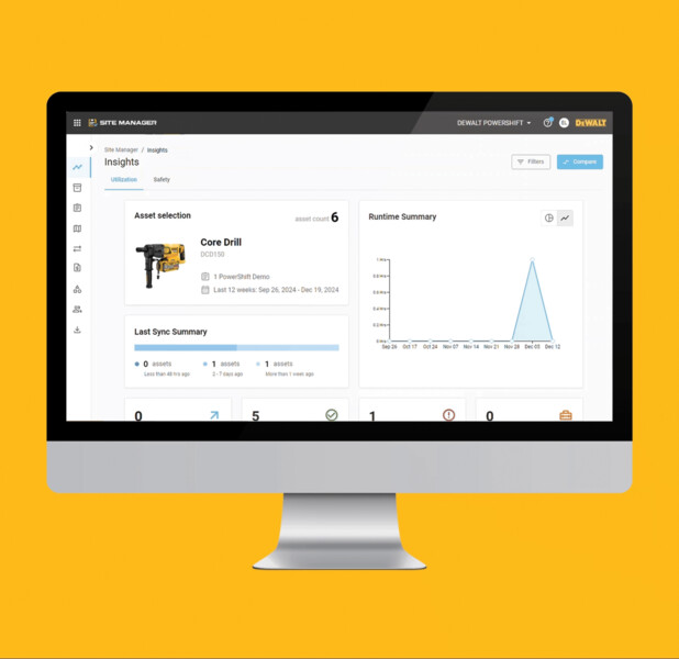Image of a computer animated to show TOOL CONNECT insights