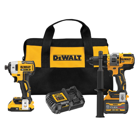 2 tool kit with hammer, drill/driver